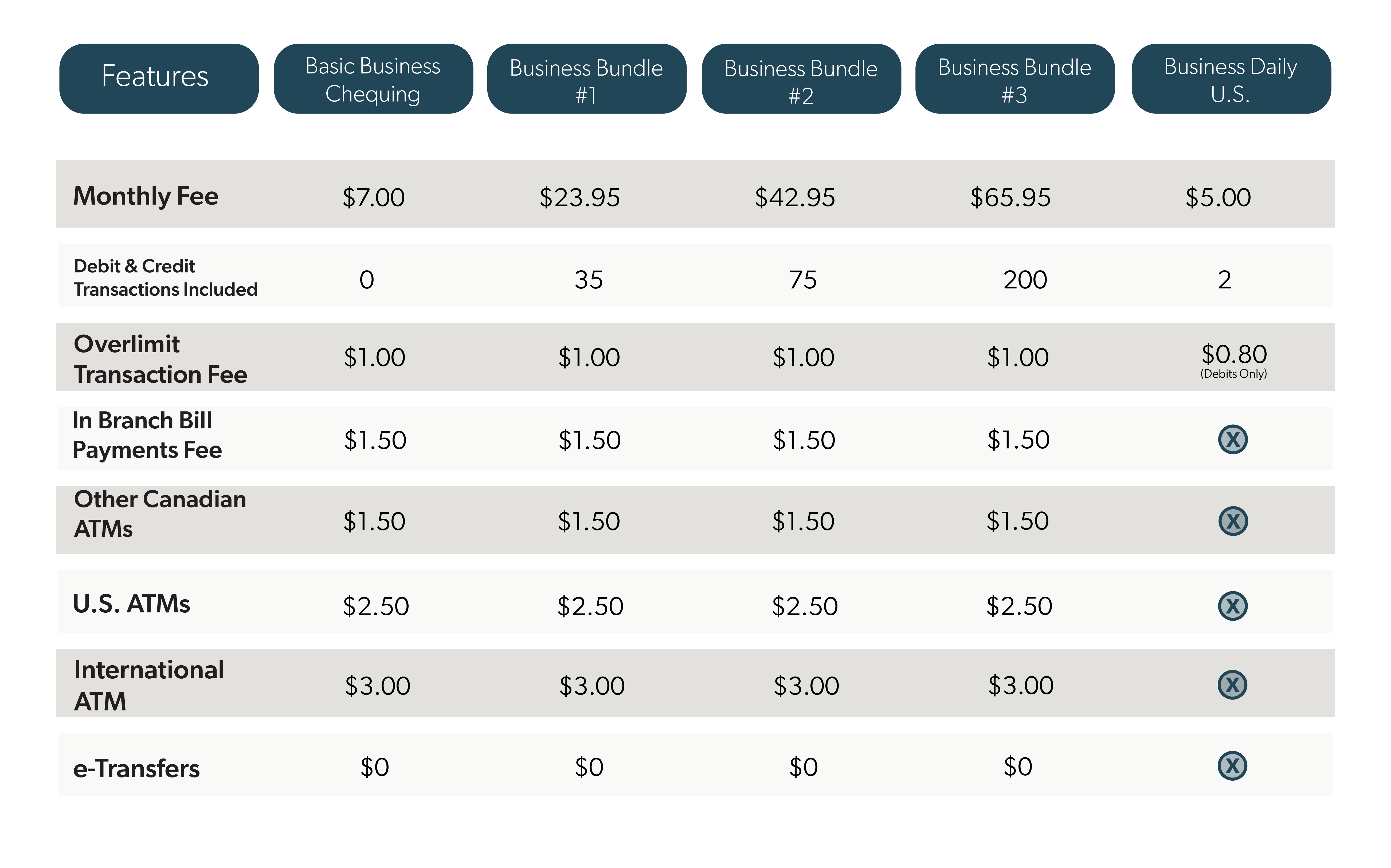 business chequing account infographic